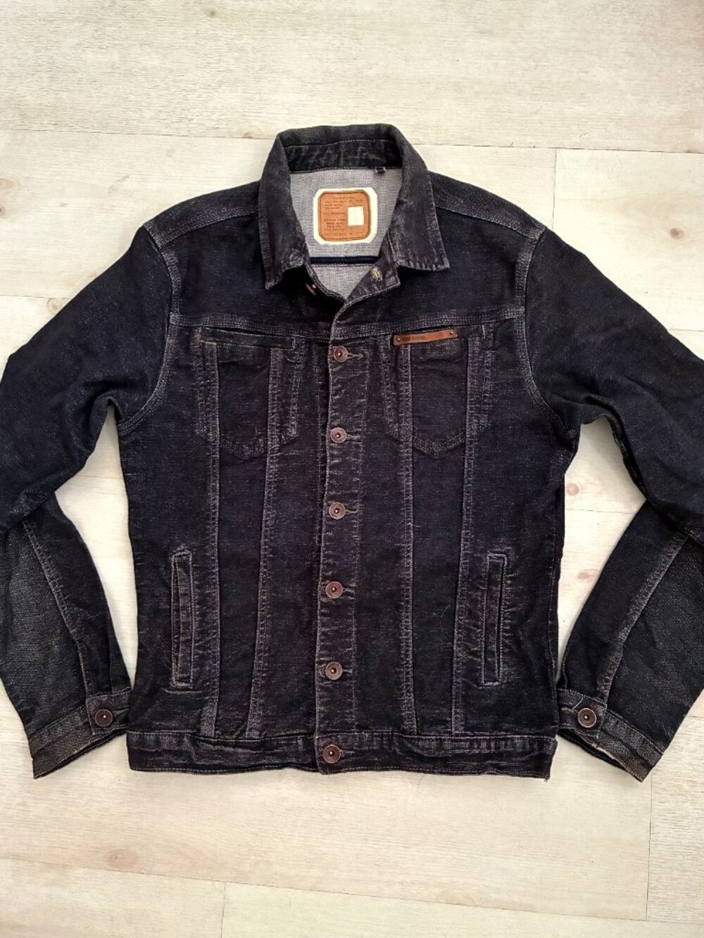CQW Jeans Black Denim Only The Brave Trucker Jacket Men's Size Large Slim Fit - Picture 4 of 8